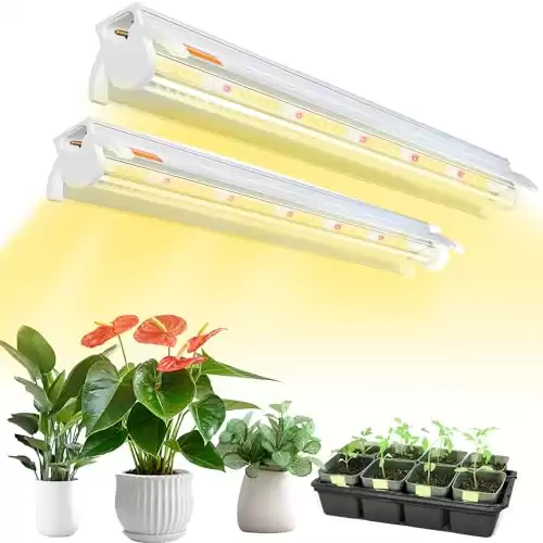 Bokeedo T5 Grow Light Bar – 1.4Ft. 2-Count (2 x10W, Equivalent to 140W) Plant Lights for Indoor Growing Full Spectrum, 4000K White Grow Lights w/Reflector for Shelf/Racks