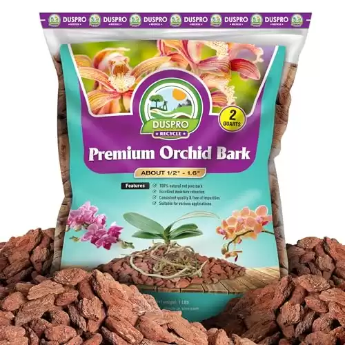 DUSPRO Recycle 2QT Premium Orchid Bark, Fine Orchid Bark for Plants, Optimal Texture Bark for Orchids, Ideal Wood Chips for Plants