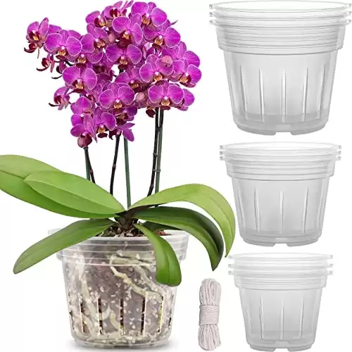 REMIAWY Orchid Pot, 9 Pack Orchid Pots with Holes, 3 Each of 4.8, 5.7 and 6.4 Inch Clear Orchid Pots for Repotting, Plastic Flower Plant Pot Indoor Outdoor, Slotted Orchids Planter